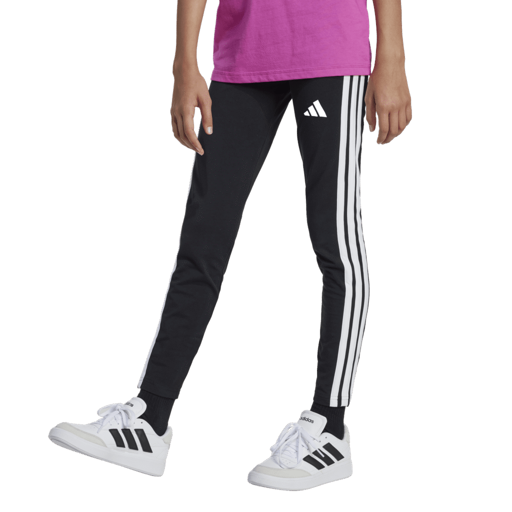 Adidas JG 3s Leg 230 JD6473 zwarte meiden sportlegging met de iconische witte 3-Stripes