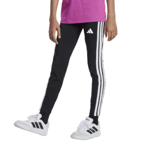 Adidas JG 3s Leg 230 JD6473 zwarte meiden sportlegging met de iconische witte 3-Stripes