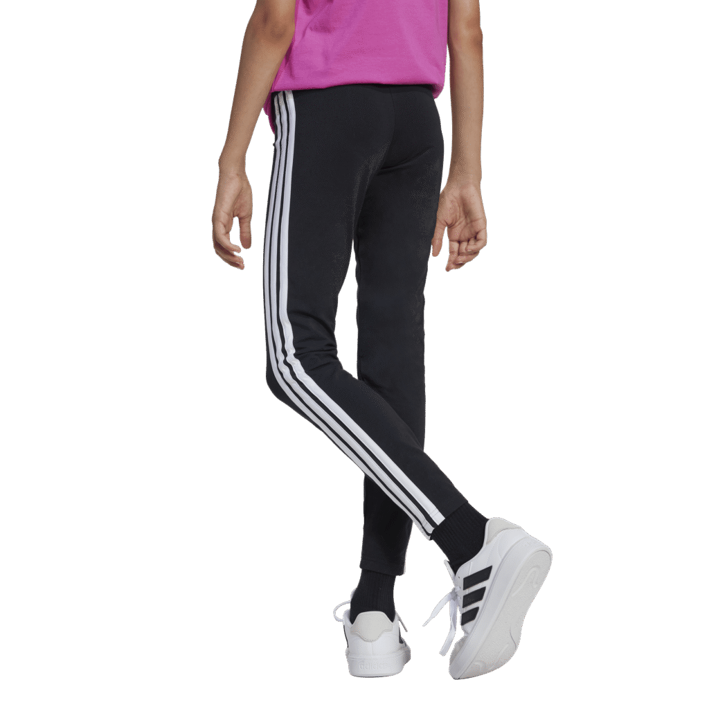 Adidas JG 3s Leg 230 JD6473 zwarte meiden sportlegging met de iconische witte 3-Stripes
