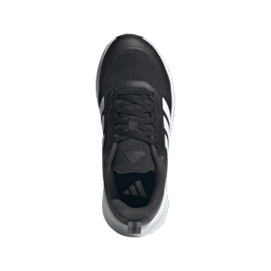 Adidas Fortarun 4.0 J JQ5167 zwarte kindersportschoenen met witte drie strepen en Cloudfoam zool
