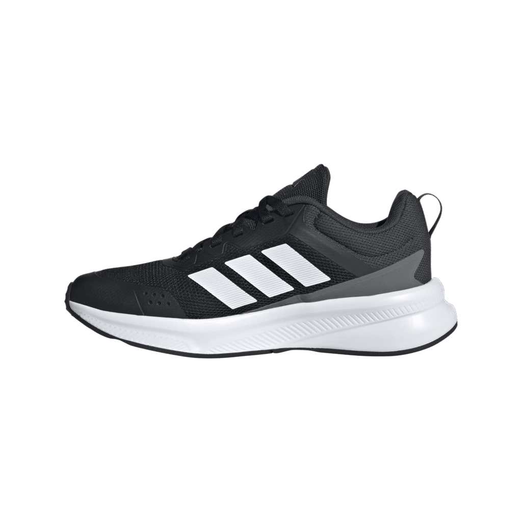 Adidas Fortarun 4.0 J JQ5167 zwarte kindersportschoenen met witte drie strepen en Cloudfoam zool