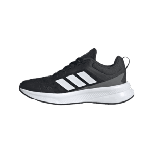Adidas Fortarun 4.0 J JQ5167 zwarte kindersportschoenen met witte drie strepen en Cloudfoam zool