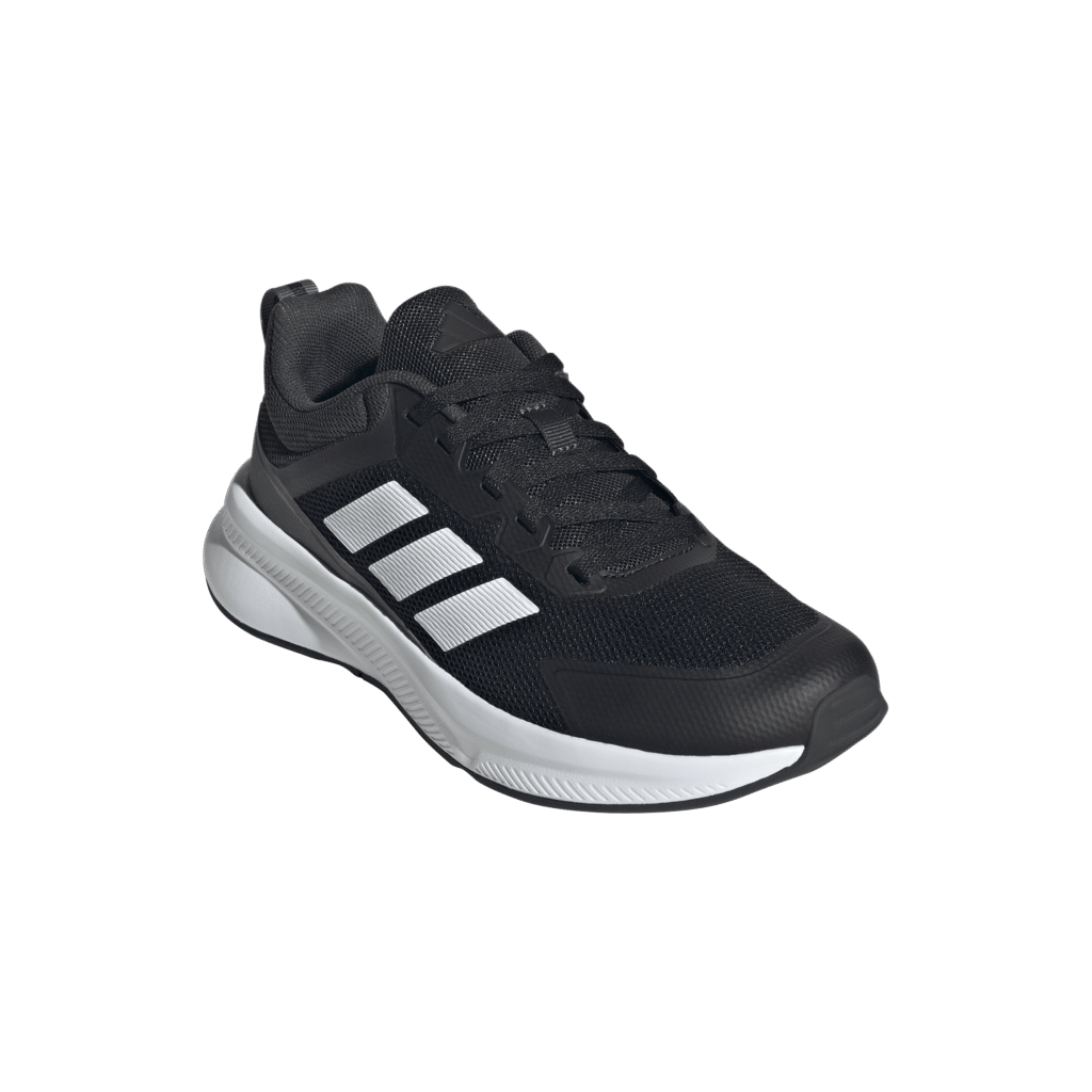 Adidas Fortarun 4.0 J JQ5167 zwarte kindersportschoenen met witte drie strepen en Cloudfoam zool
