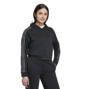 Adidas Seasonals Animal Full Zip Hoodie KC7203 zwart meidenvest met gekleurde dierenprint 3-stripes