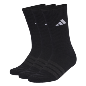 adidas C Ess Crew Socks 3-p KC9626 zwarte hoge sportsokken met wit adidas logo en gedempte zool 3-pack