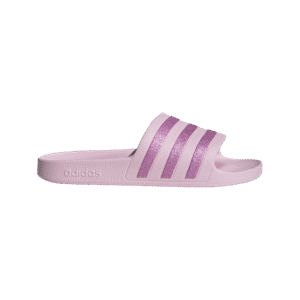 Adidas Adilette Aqua KJ7350 roze badslippers met glimmend roze drie strepen en zacht EVA voetbed