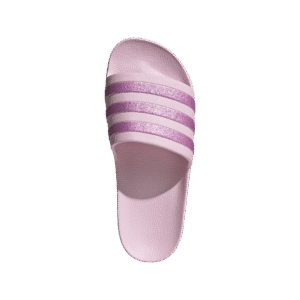 Adidas Adilette Aqua KJ7350 roze badslippers met glimmend roze drie strepen en zacht EVA voetbed