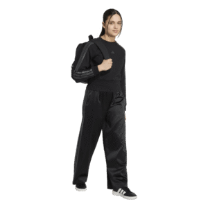 Adidas Satin Sweatshirt KQ7043 zwarte meidensweater met glimmende satijnen details en 3-stripes