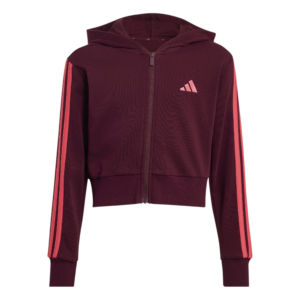 Adidas Junior Girls 3-Stripes French Terry Full-Zip Cropped Hoodie korter meiden vest met rits
