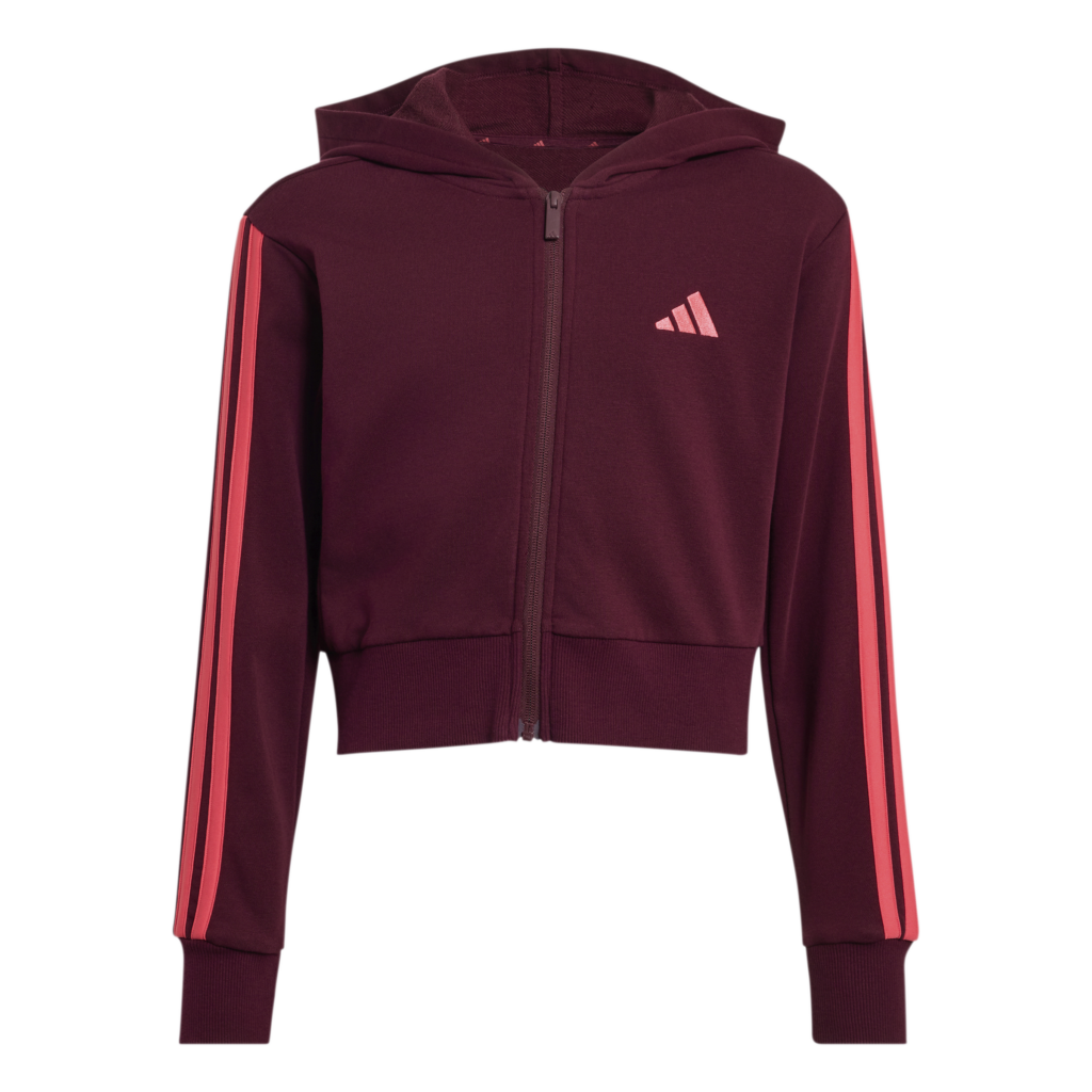 Adidas Junior Girls 3-Stripes French Terry Full-Zip Cropped Hoodie korter meiden vest met rits