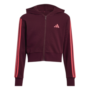 Adidas Junior Girls 3-Stripes French Terry Full-Zip Cropped Hoodie korter meiden vest met rits