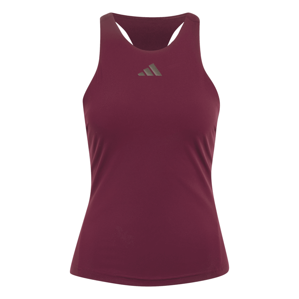 Adidas Silver Y-Tank Maroon comfortabele dames sporttop voor tennis en padel
