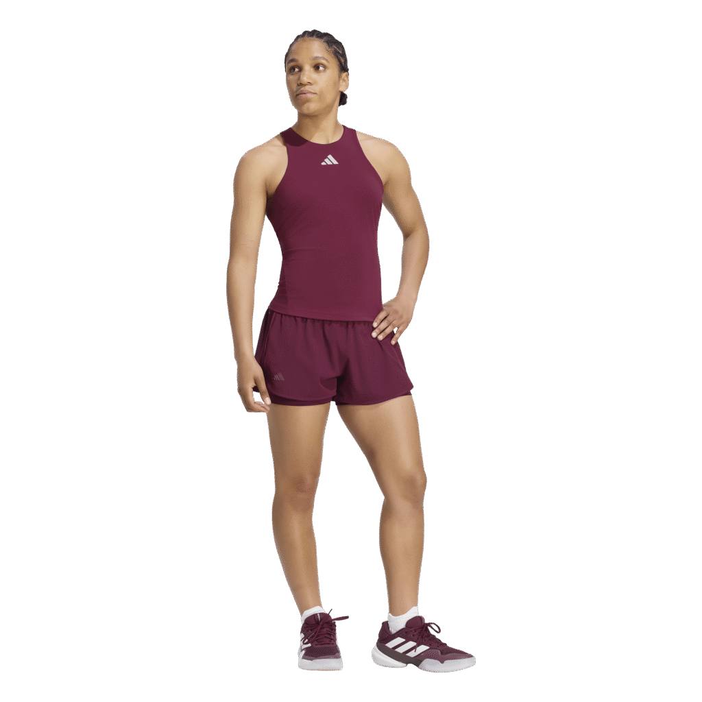 Adidas Silver Y-Tank Maroon comfortabele dames sporttop voor tennis en padel