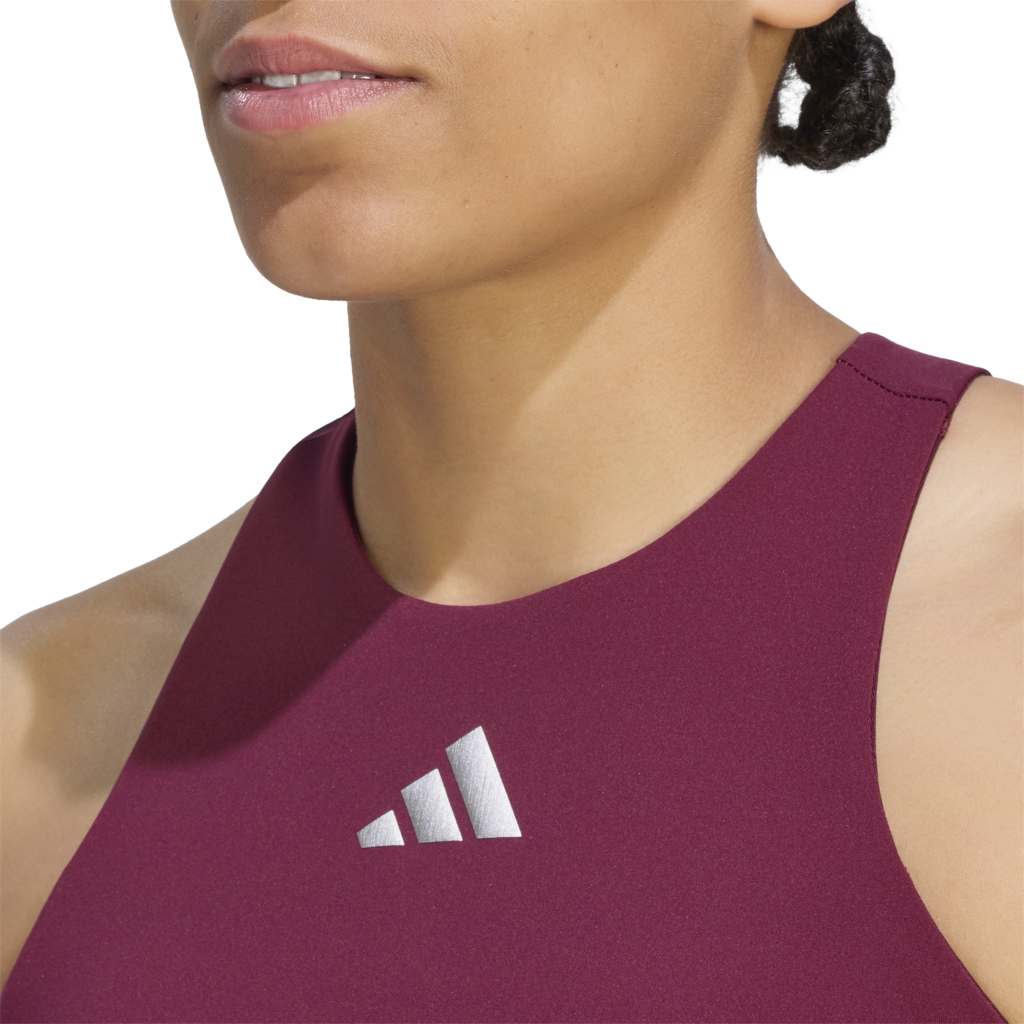 Adidas Silver Y-Tank Maroon comfortabele dames sporttop voor tennis en padel