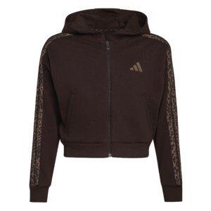 Adidas JG An 3S Ft FZ comfortabel meidenvest met capuchon, doorlopende rits en iconische 3-Stripes