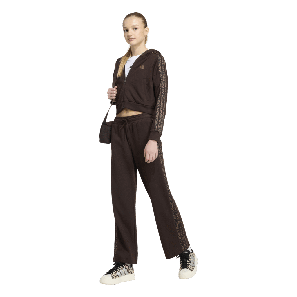Adidas JG An 3S Ft FZ comfortabel meidenvest met capuchon, doorlopende rits en iconische 3-Stripes