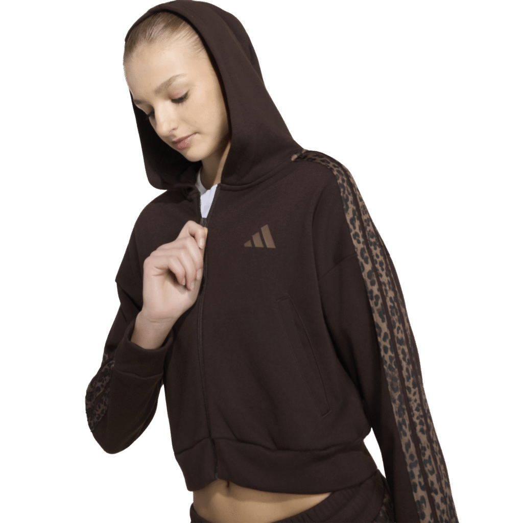 Adidas JG An 3S Ft FZ comfortabel meidenvest met capuchon, doorlopende rits en iconische 3-Stripes