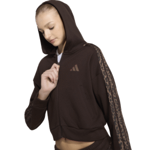 Adidas JG An 3S Ft FZ comfortabel meidenvest met capuchon, doorlopende rits en iconische 3-Stripes