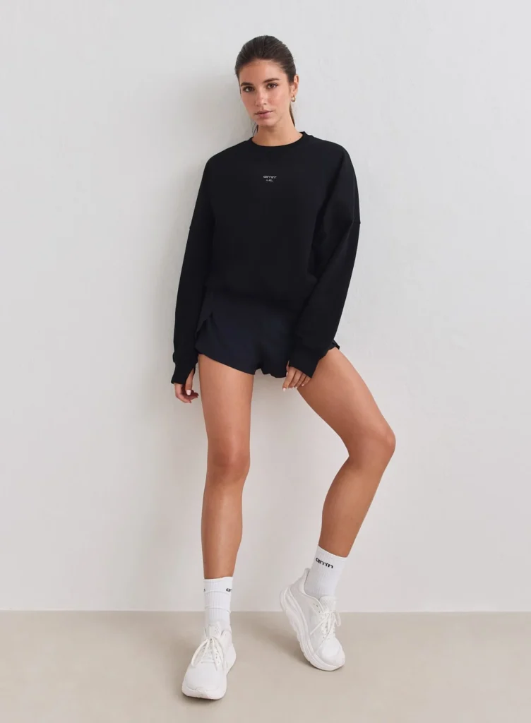 Black Le Run Running Sweatshirt ademende en warme zwarte hardlooptrui