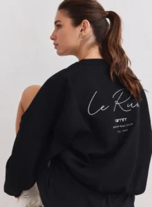 Black Le Run Running Sweatshirt ademende en warme zwarte hardlooptrui