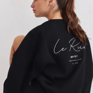 Black Le Run Running Sweatshirt ademende en warme zwarte hardlooptrui