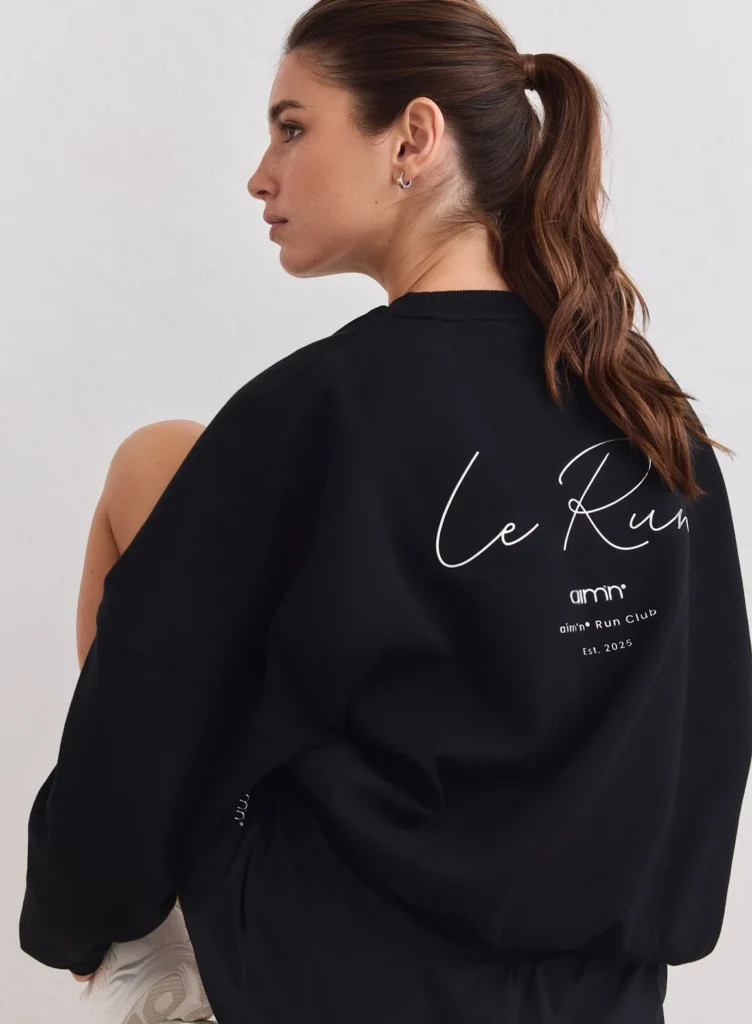 Black Le Run Running Sweatshirt ademende en warme zwarte hardlooptrui