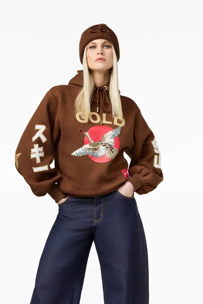 Goldbergh Tobu Hooded Sweater luxe dames trui met capuchon en merkdetails