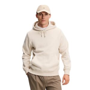 J.Lindeberg Alpha Hood BMJS14835-U029 Moonbeam lichte katoenen sweater met capuchon en logo