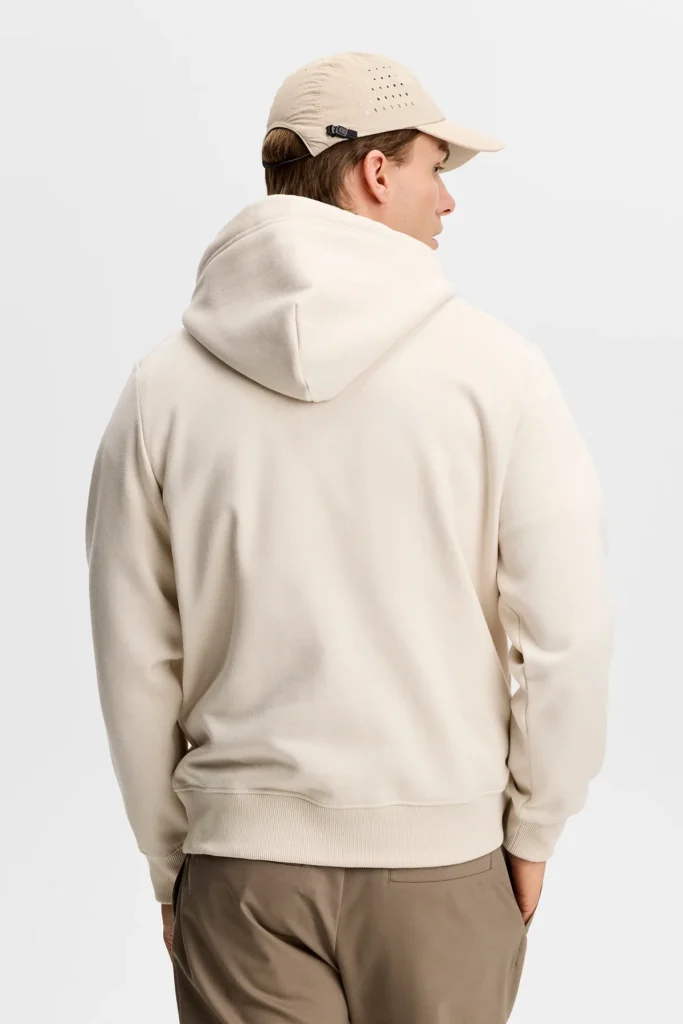 J.Lindeberg Alpha Hood BMJS14835-U029 Moonbeam lichte katoenen sweater met capuchon en logo
