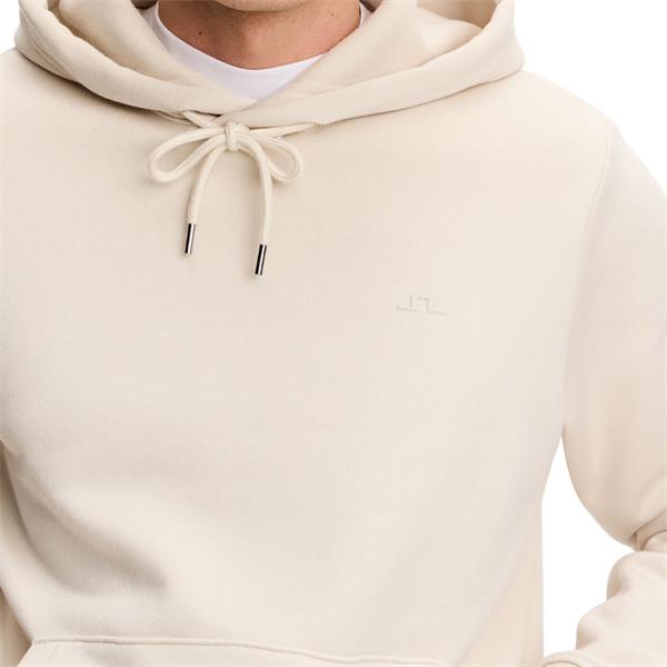 J.Lindeberg Alpha Hood BMJS14835-U029 Moonbeam lichte katoenen sweater met capuchon en logo
