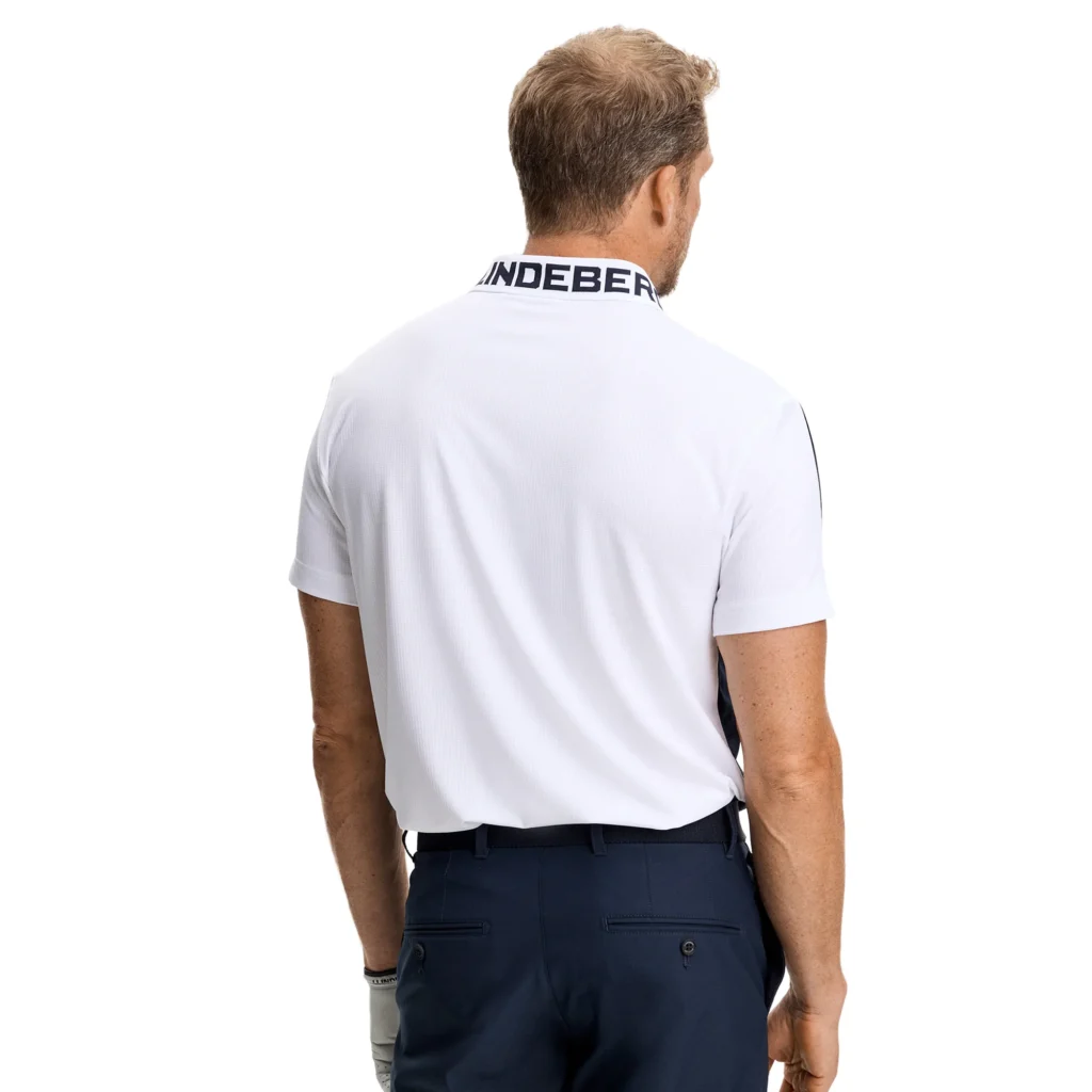 J.Lindeberg Bozak Polo GMJT17047-6855 JL Navy donkerblauwe technische golfpolo met kraag en logo