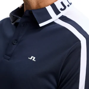 J.Lindeberg Bozak Polo GMJT17047-6855 JL Navy donkerblauwe technische golfpolo met kraag en logo