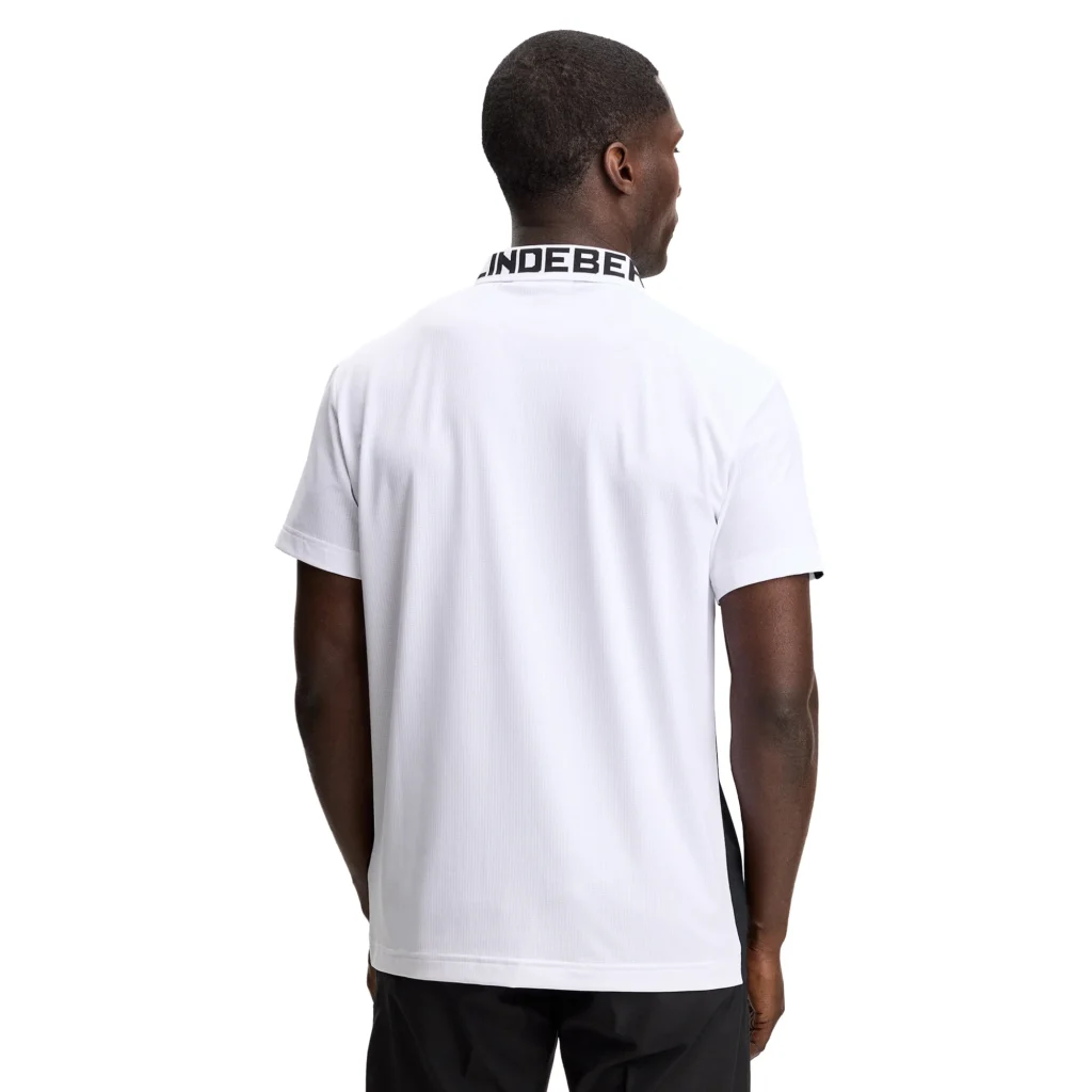 J.Lindeberg Bozak Polo GMJT17047-9999 JL Black zwarte technische golfpolo met kraag en logo