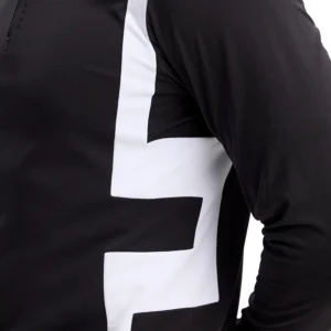 J.Lindeberg Finn Quarter Zip Mid Layer GMJS16157-9999 JL Black zwarte technische golftrui met korte rits en logo