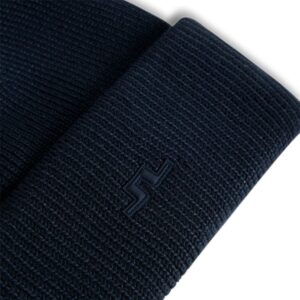 J.Lindeberg Vale Beanie BUAC15942-6855 JL Navy donkerblauwe gebreide muts met omslag en logo