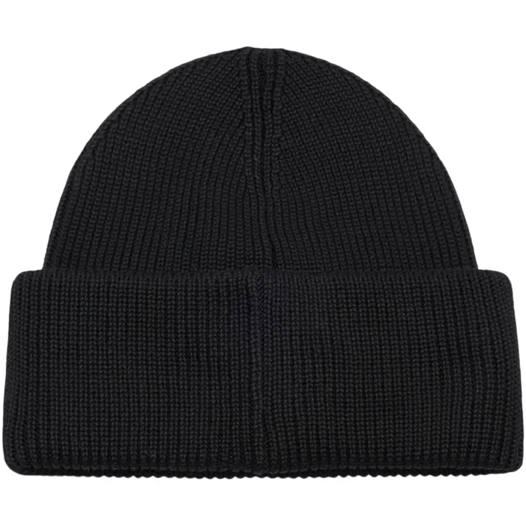 J.Lindeberg Vale Beanie BUAC15942-9999 JL Black zwarte gebreide muts met omslag en logo