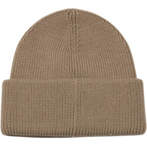 J.Lindeberg Vale Beanie BUAC15942-U144 JL Brindle taupe-grijze gebreide muts met omslag en logo