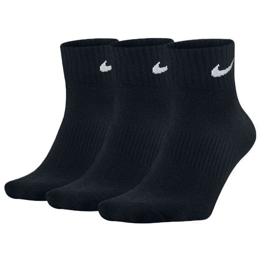 Nike Everyday Cushioned Ankle Training Sock SX7667-010 zwarte enkelsokken met wit Swoosh logo 3-pack