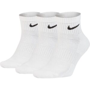 Nike Everyday Cushioned Ankle Training Sock SX7667-100 witte enkelsokken met zwart Swoosh logo 3-pack