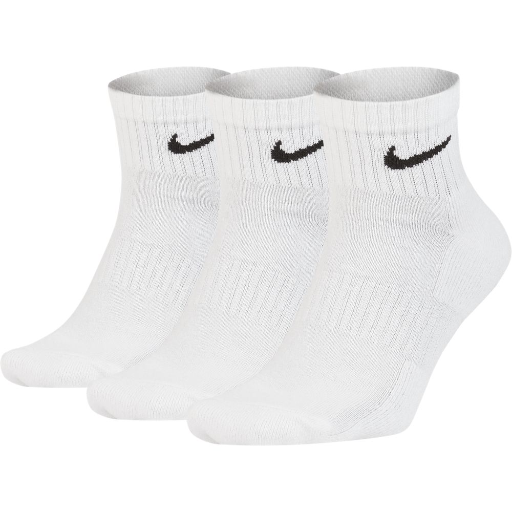 Nike Everyday Cushioned Ankle Training Sock SX7667-100 witte enkelsokken met zwart Swoosh logo 3-pack