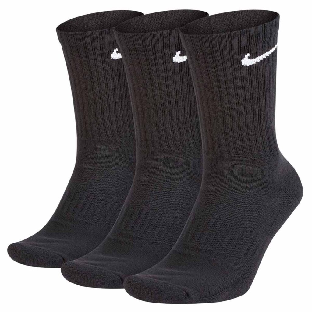 Nike Everyday Cushioned Training Sock SX7664-010 zwarte hoge sportsokken met Swoosh logo 3-pack