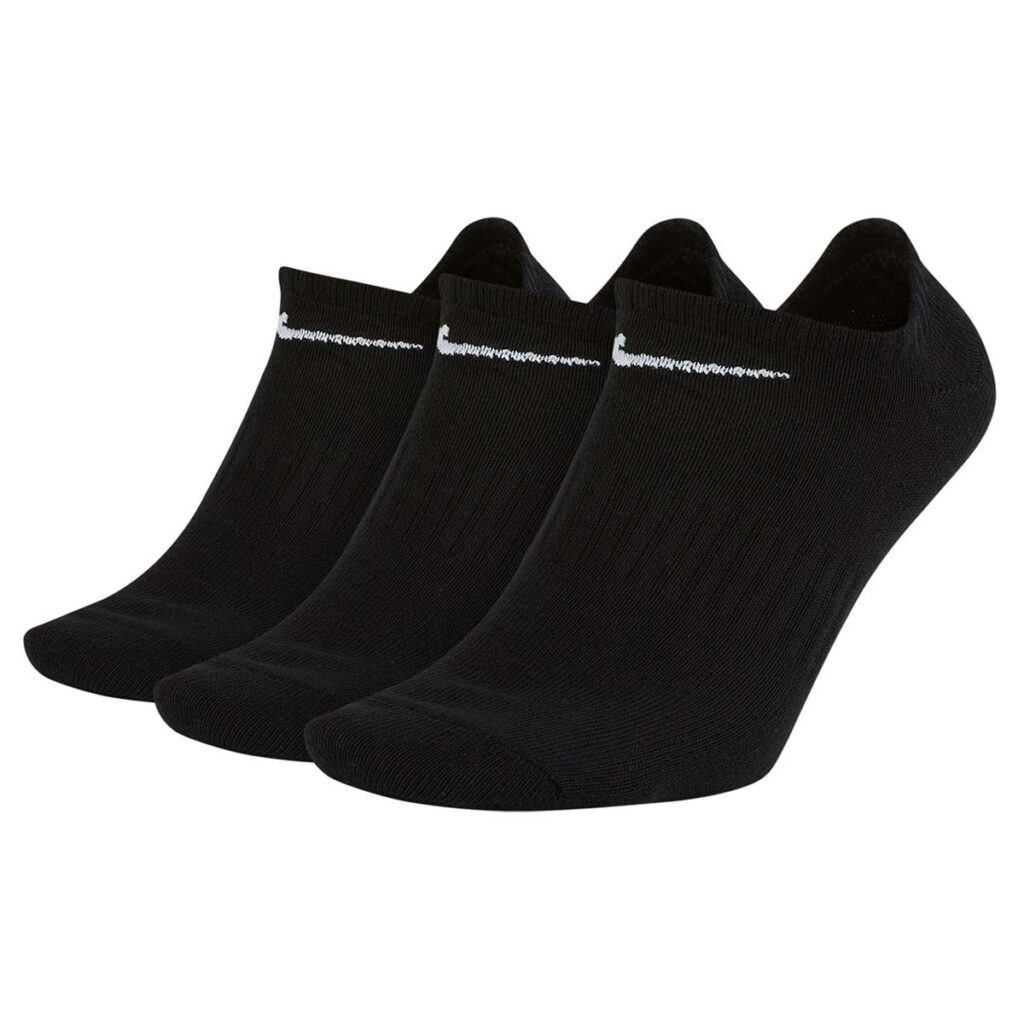 Nike Everyday Lightweight Footies SX7678-010 zwarte no-show sokken met wit Swoosh logo 3-pack