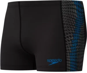 Speedo Endurance+ Tech Panel Aquashort Black Green 00522-3003 zwarte heren zwemboxer met groene zijpanelen en trekkoord