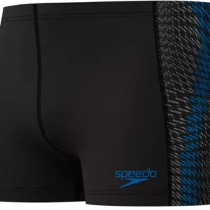 Speedo Endurance+ Tech Panel Aquashort Black Green 00522-3003 zwarte heren zwemboxer met groene zijpanelen en trekkoord