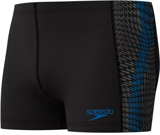 Speedo Endurance+ Tech Panel Aquashort Black Green 00522-3003 zwarte heren zwemboxer met groene zijpanelen en trekkoord