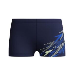Speedo Medley Logo Aquashort 12410-10005 zwarte heren zwemboxer met trekkoord en iconische Speedo print