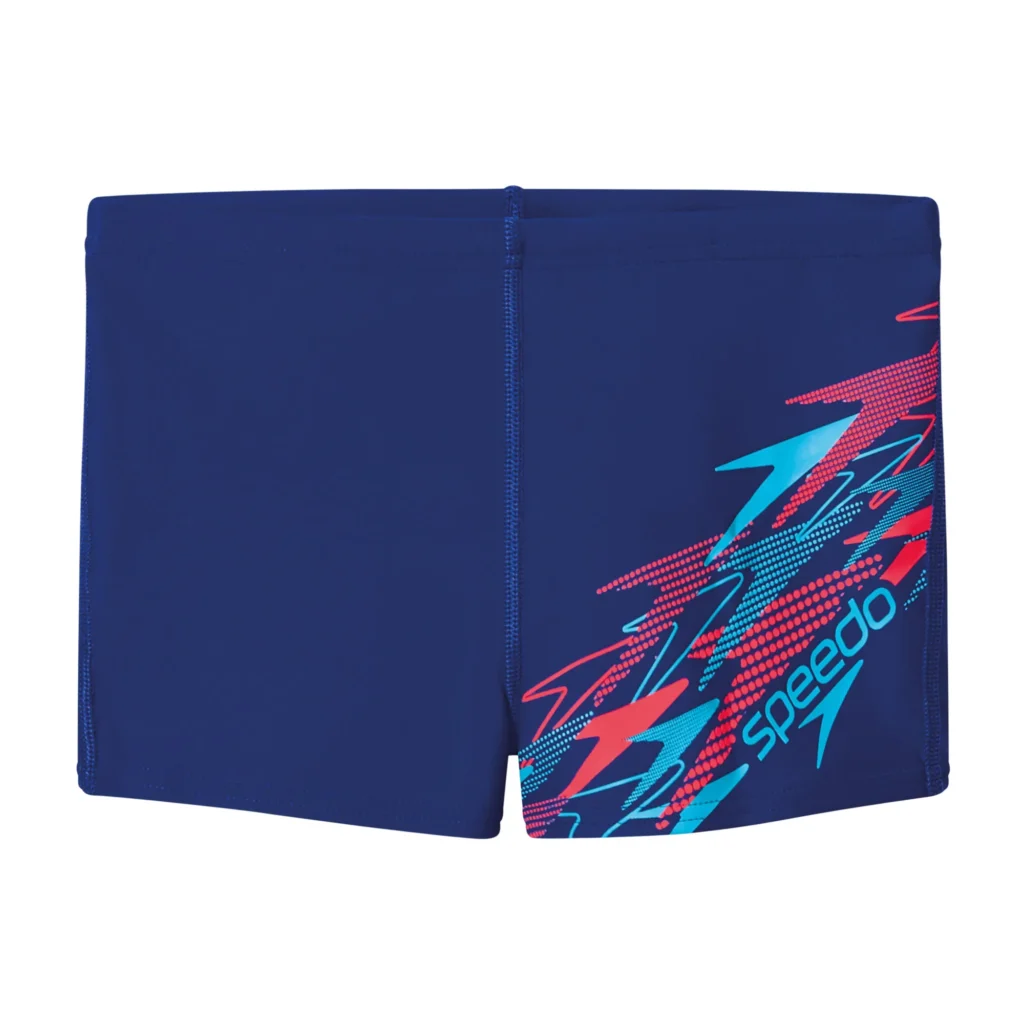 Speedo Medley Logo Aquashort Dark Blue Junior 8-12410006 donkerblauwe jongens zwemboxer met trekkoord en iconische Speedo print