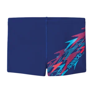 Speedo Medley Logo Aquashort Dark Blue Junior 8-12410006 donkerblauwe jongens zwemboxer met trekkoord en iconische Speedo print
