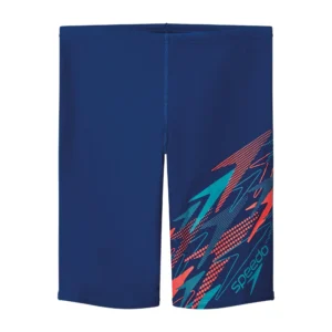 Speedo Medley Logo Jammer Dark Blue Junior 8-12411006 donkerblauwe jongens zwemjammer tot boven de knie met trekkoord