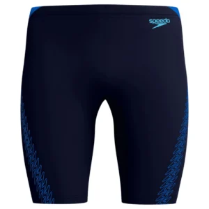 Speedo Mens Hyper Boom Splice Jammer Navy Blue 00303-8007 donkerblauwe heren zwemjammer met felblauwe Boom-print en trekkoord